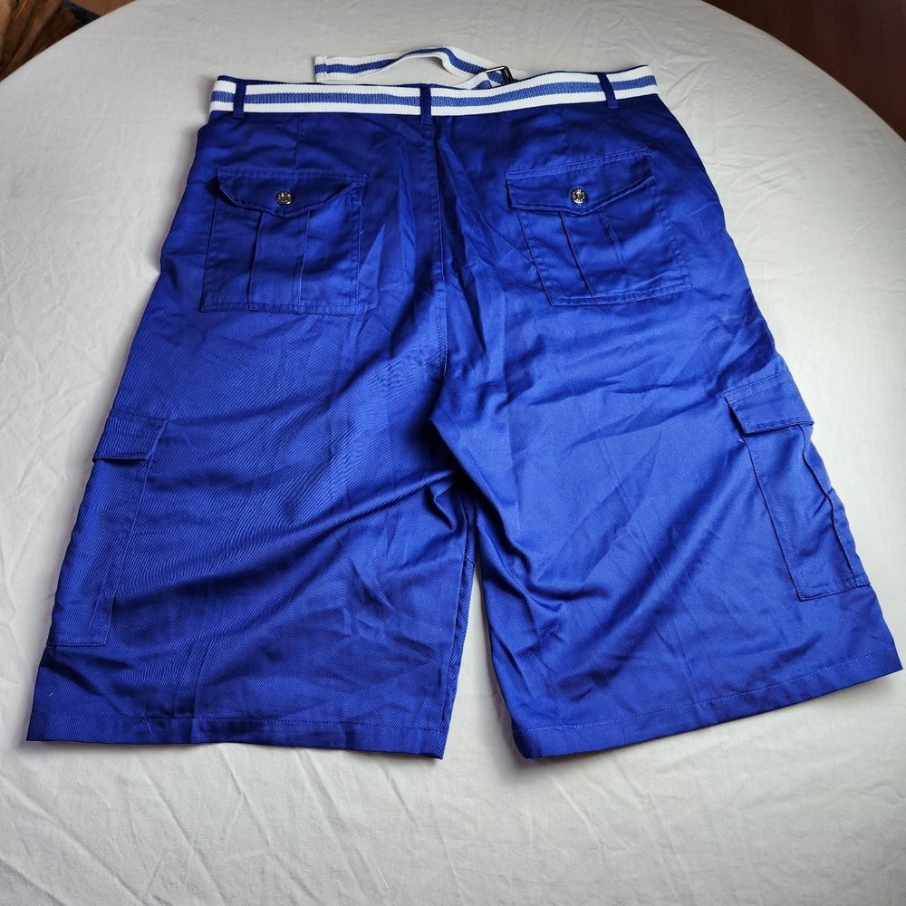 Red Ape Mens Blue Cargo Shorts Jorts With Belt Size 40 Vintage Y2K Skater Baggy